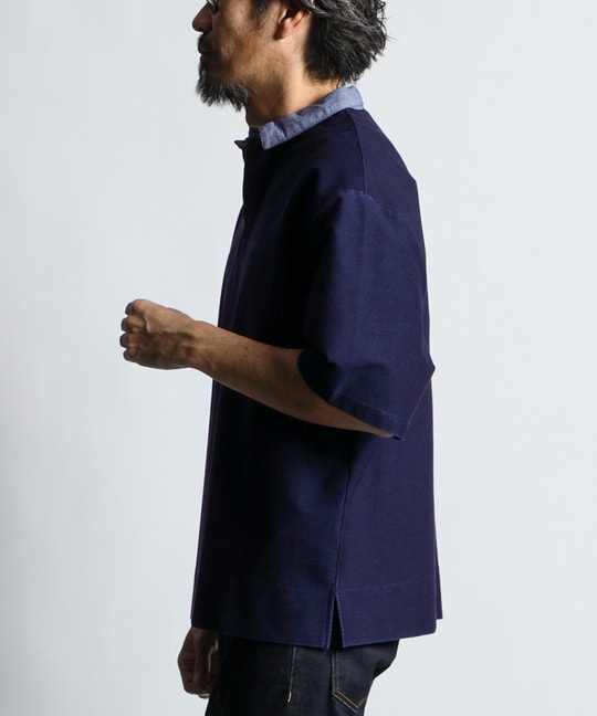 [INDIGO LABEL] ：インディゴ 5分袖 ラガーシャツ