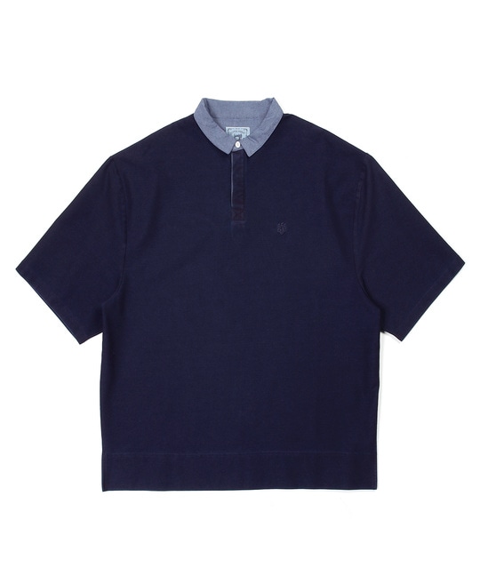 [INDIGO LABEL] ：インディゴ 5分袖 ラガーシャツ