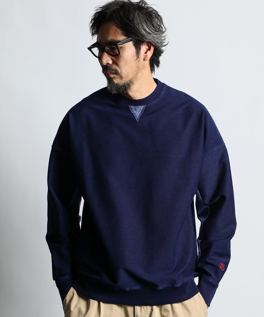 [INDIGO LABEL] ：インディゴ 切替デザイン クルートップス