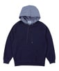 [INDIGO LABEL] ：インディゴ 切替デザイン ハーフジップパーカー