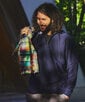 [INDIGO LABEL] ：インディゴ 切替デザイン ハーフジップパーカー