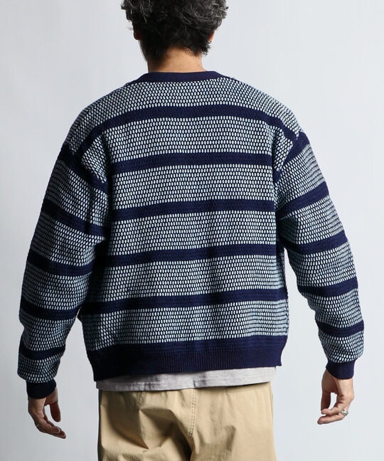 [INDIGO LABEL] ：インディゴ タックボーダー カーディガン
