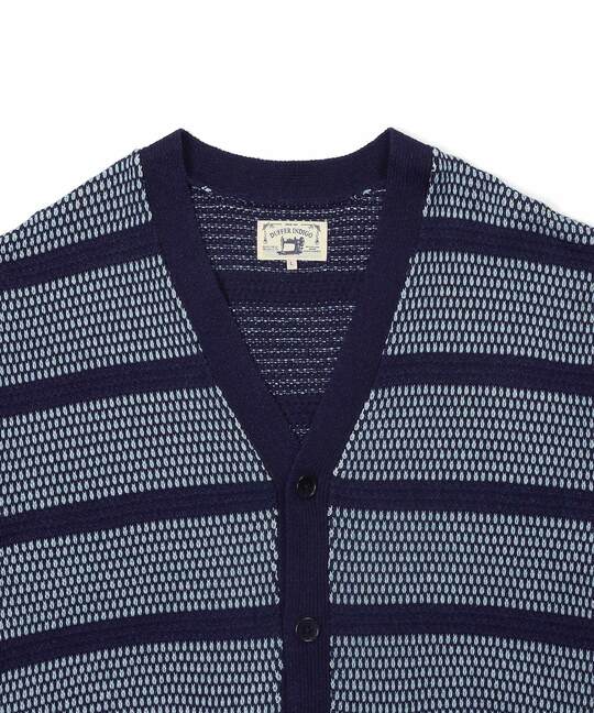 [INDIGO LABEL] ：インディゴ タックボーダー カーディガン