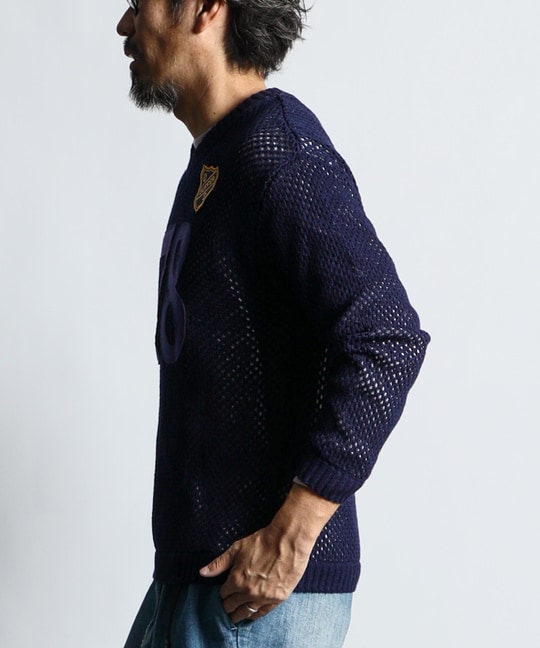 [INDIGO LABEL] ：インディゴ ナンバリング メッシュニット