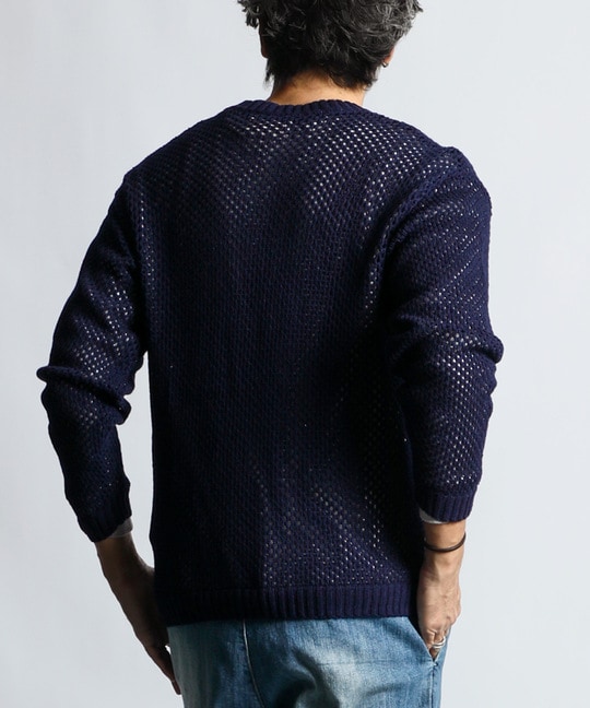 [INDIGO LABEL] ：インディゴ ナンバリング メッシュニット
