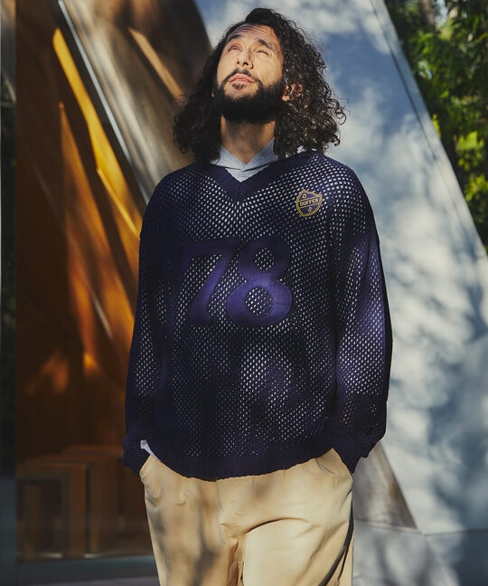 [INDIGO LABEL] ：インディゴ ナンバリング メッシュニット
