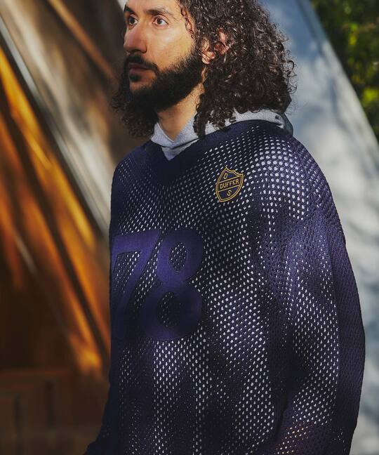 [INDIGO LABEL] ：インディゴ ナンバリング メッシュニット
