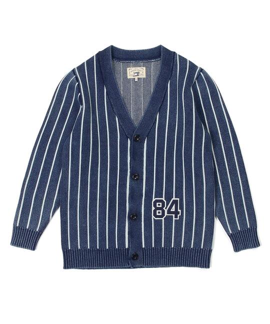 [INDIGO LABEL] ：インディゴ ボーダー ストライプ カーディガン