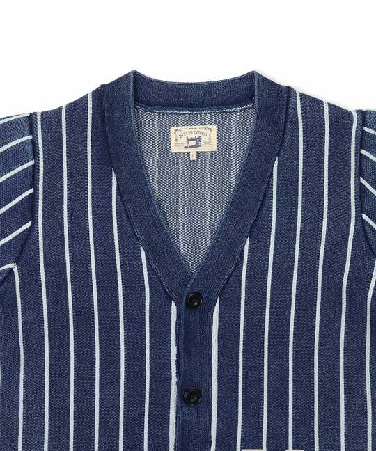 [INDIGO LABEL] ：インディゴ ボーダー ストライプ カーディガン