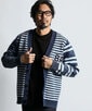 [INDIGO LABEL] ：インディゴ ボーダー ストライプ カーディガン
