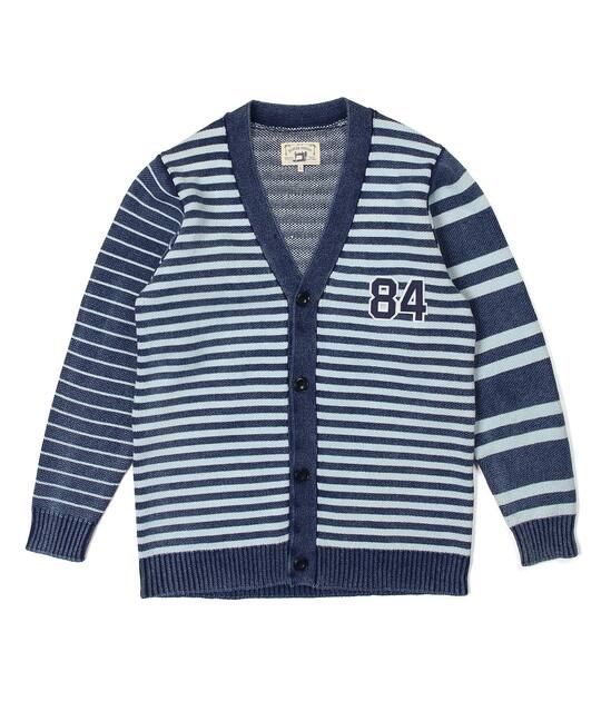 [INDIGO LABEL] ：インディゴ ボーダー ストライプ カーディガン