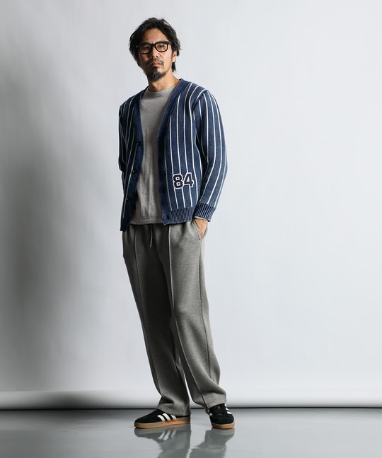 [INDIGO LABEL] ：インディゴ ボーダー ストライプ カーディガン
