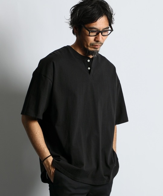 8オンス ヘビーウェイト オーバーサイズヘンリーネックTシャツ