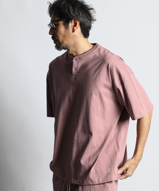 8オンス ヘビーウェイト オーバーサイズ　ヘンリーネックTシャツ