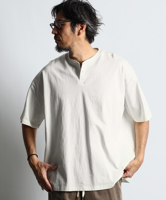 8オンス ヘビーウェイト オーバーサイズヘンリーネックTシャツ