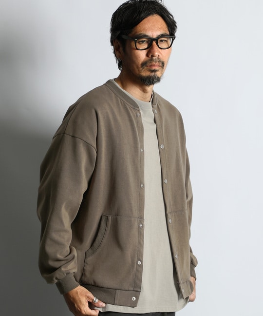 ポンチ素材 スノー加工スナップカーディガン