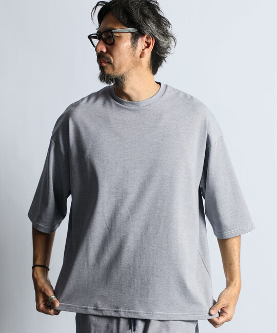 セットアップ 2層構造クールマックス　ナローボーダーTシャツ