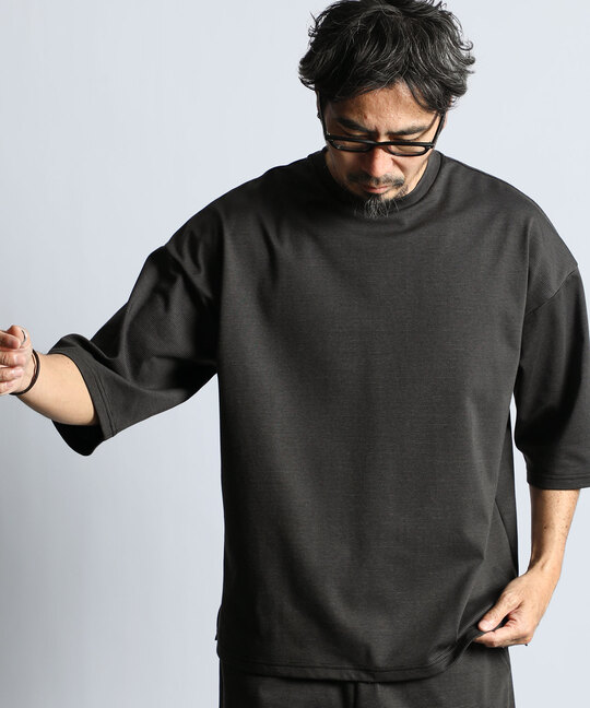 セットアップ 2層構造クールマックス　ナローボーダーTシャツ