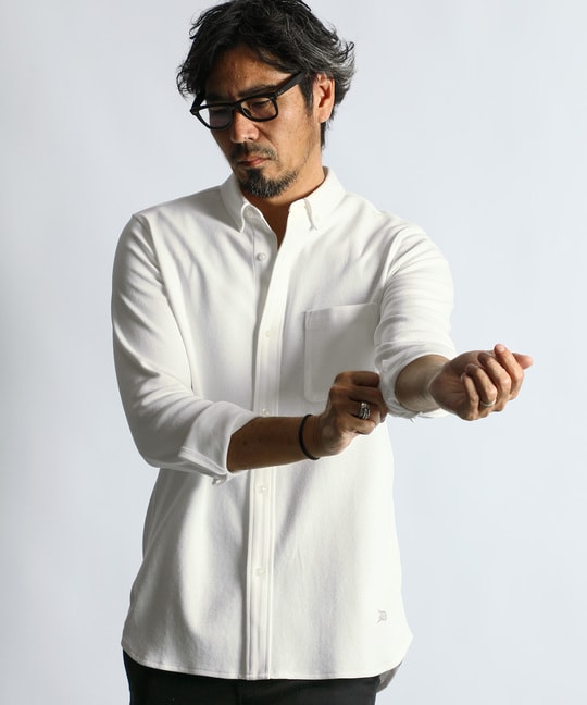 速乾・防シワ 台衿付 ビジカジ　鹿の子シャツ