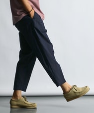 リネンブレンド テーパードワイドパンツ