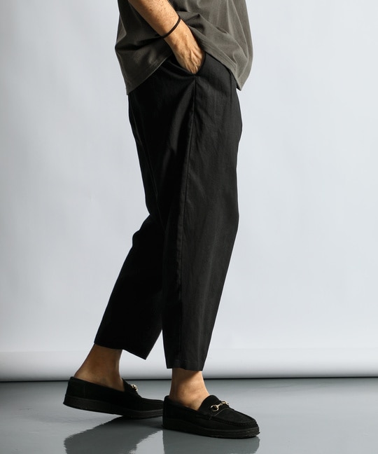 リネンブレンド テーパード　ワイドパンツ