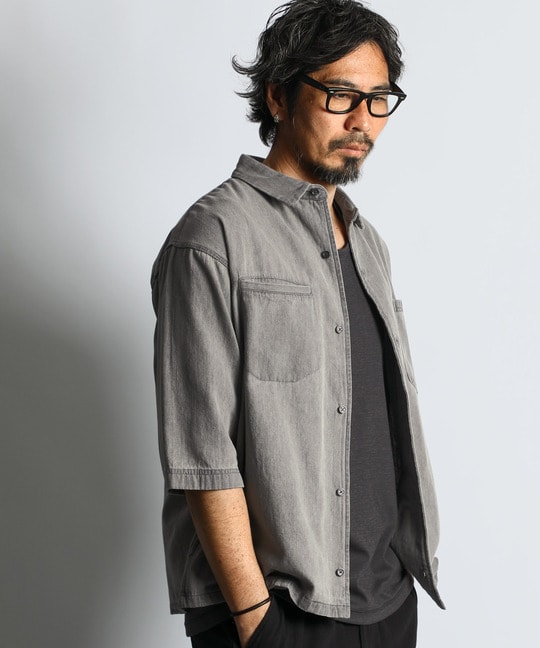 6.2オンス デニム7分袖シャツ