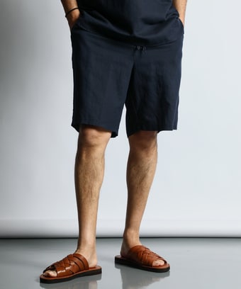 綿麻素材 セットアップショートパンツ