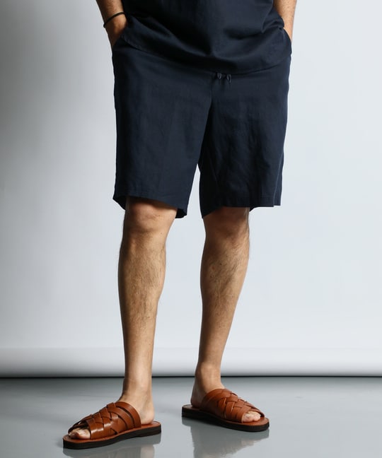 綿麻素材 セットアップ　ショートパンツ