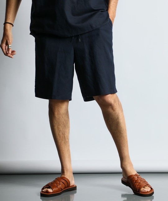 綿麻素材 セットアップショートパンツ