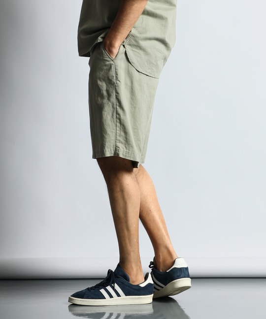 綿麻素材 セットアップショートパンツ