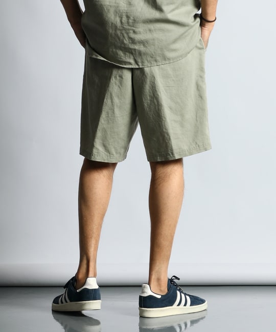 綿麻素材 セットアップショートパンツ