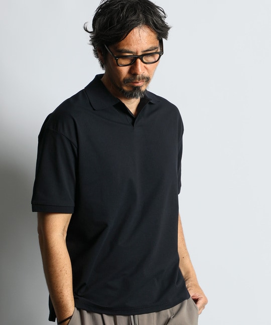 「エアフレックス」鹿の子編み　スキッパーポロ