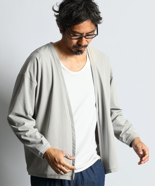 「エアフレックス」鹿の子編み　着流しカーディガン