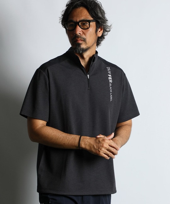 〔BLACK LABEL〕："A-PACK" ハーフジップ スタンドTEE