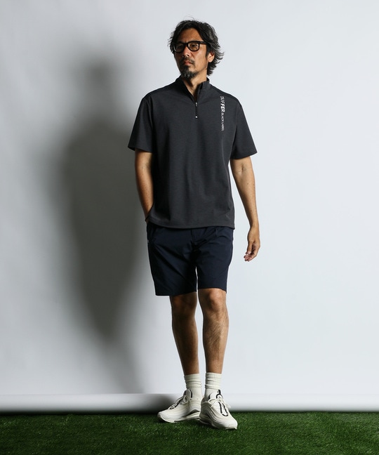 〔BLACK LABEL〕："A-PACK" ハーフジップ スタンドTEE