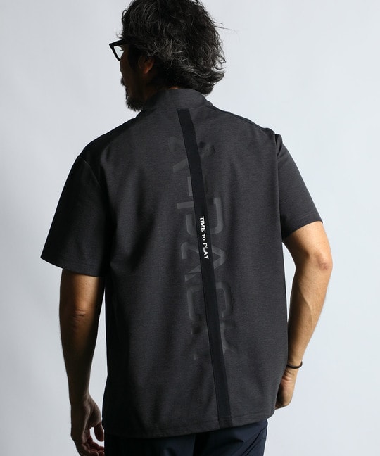 〔BLACK LABEL〕："A-PACK" ハーフジップ スタンドTEE