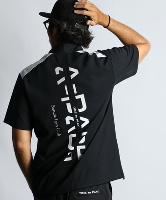 〔BLACK LABEL〕："A-PACK" ハーフジップ スタンドTEE