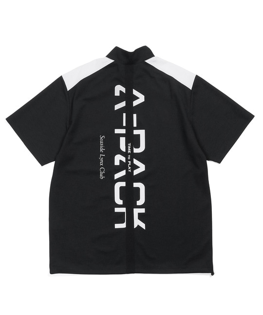 〔BLACK LABEL〕："A-PACK" ハーフジップ スタンドTEE