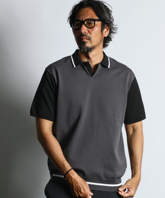 〔BLACK LABEL〕："A-PACK" テックニット ポロ