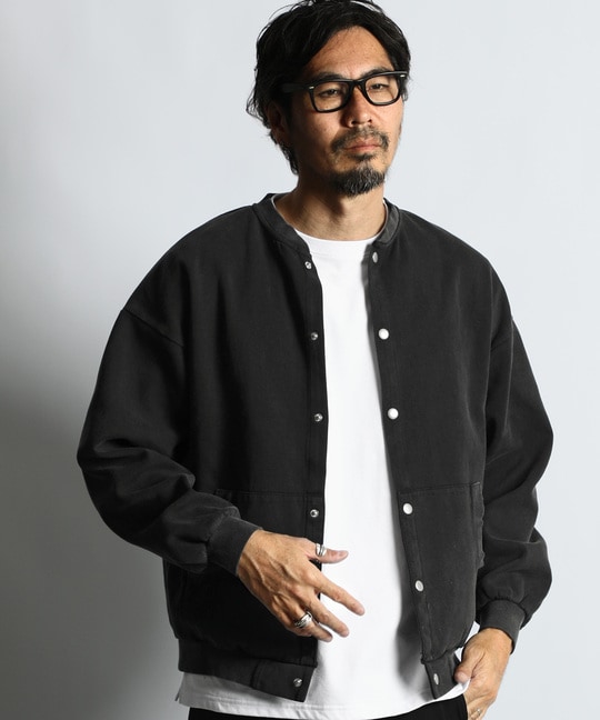 ポンチ素材 スノー加工　スナップカーディガン
