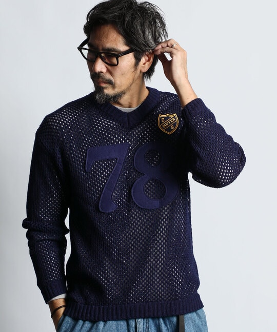 [INDIGO LABEL] ：インディゴ ナンバリング メッシュニット