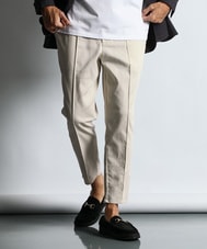 「ガムストレッチ」接触冷感 ピンタックテーパードパンツ