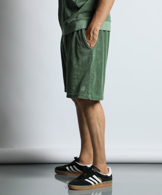 ピグメント加工 セットアップ　パイルショートパンツ