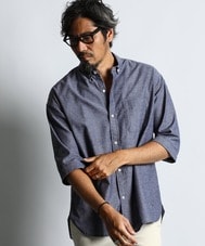 綿麻シャンブレー 5分袖シャツ