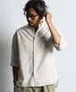 綿麻シャンブレー 5分袖シャツ