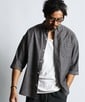 綿麻シャンブレー 5分袖シャツ