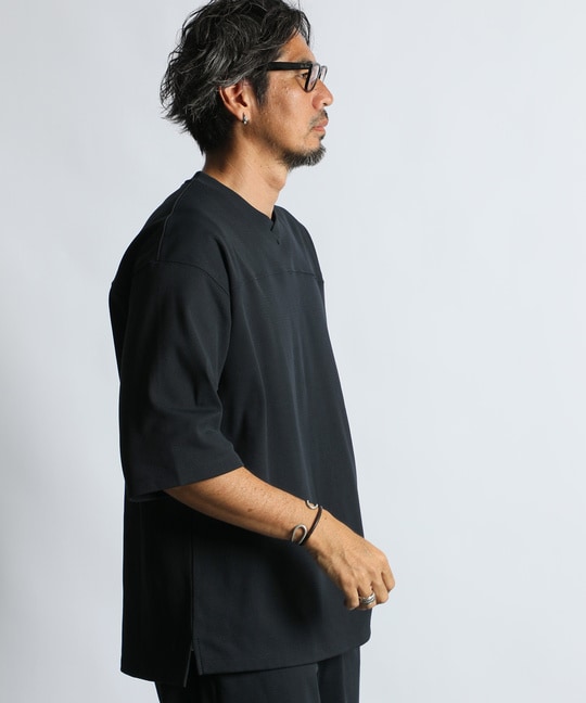 「エアフレックス」セットアップ Vネック5分袖TEE