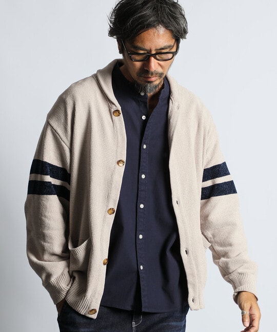 モールニット ショールカラー カーディガン