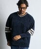 Vネック フットボールデザイン モールニット