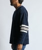 Vネック フットボールデザイン モールニット